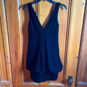 Black velvet cocktail banded mini dress